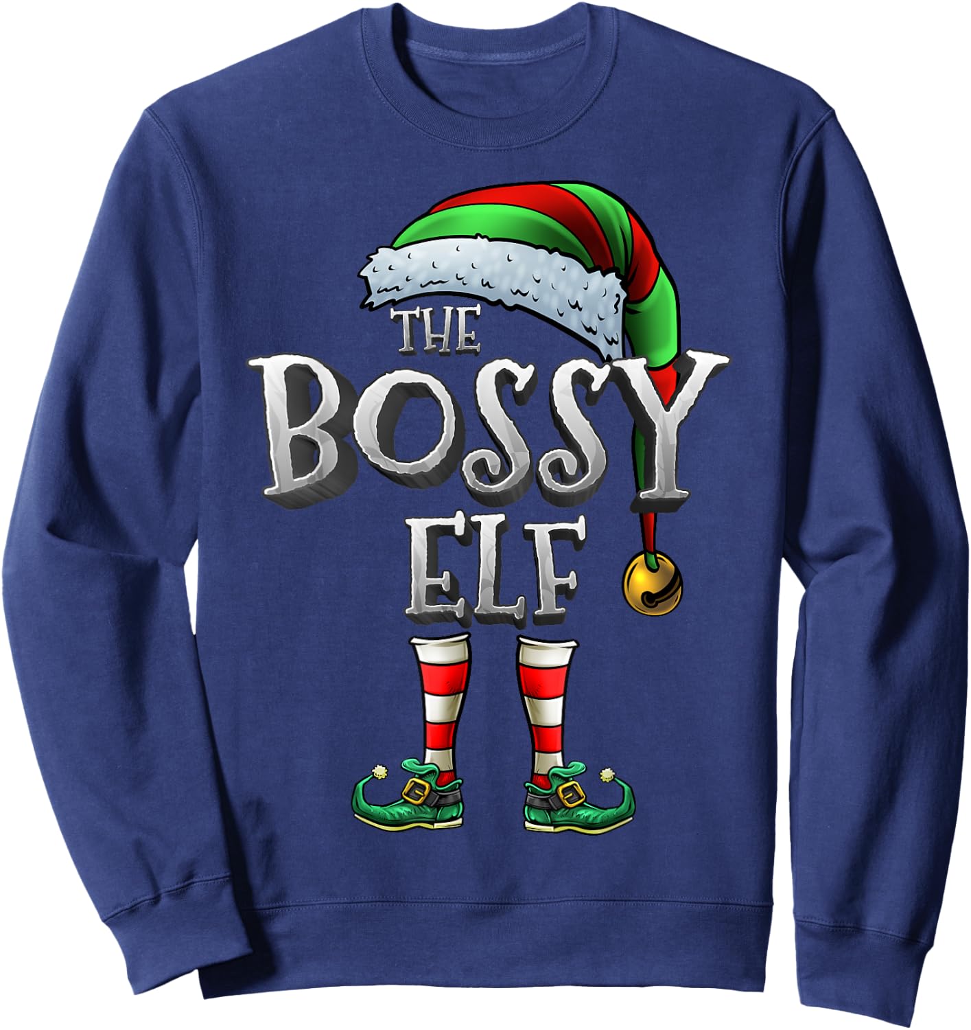 The Bossy Elf Shirt Matching Family Bossy Christmas Elf Sweatshirt - Sweatshirt | Navy