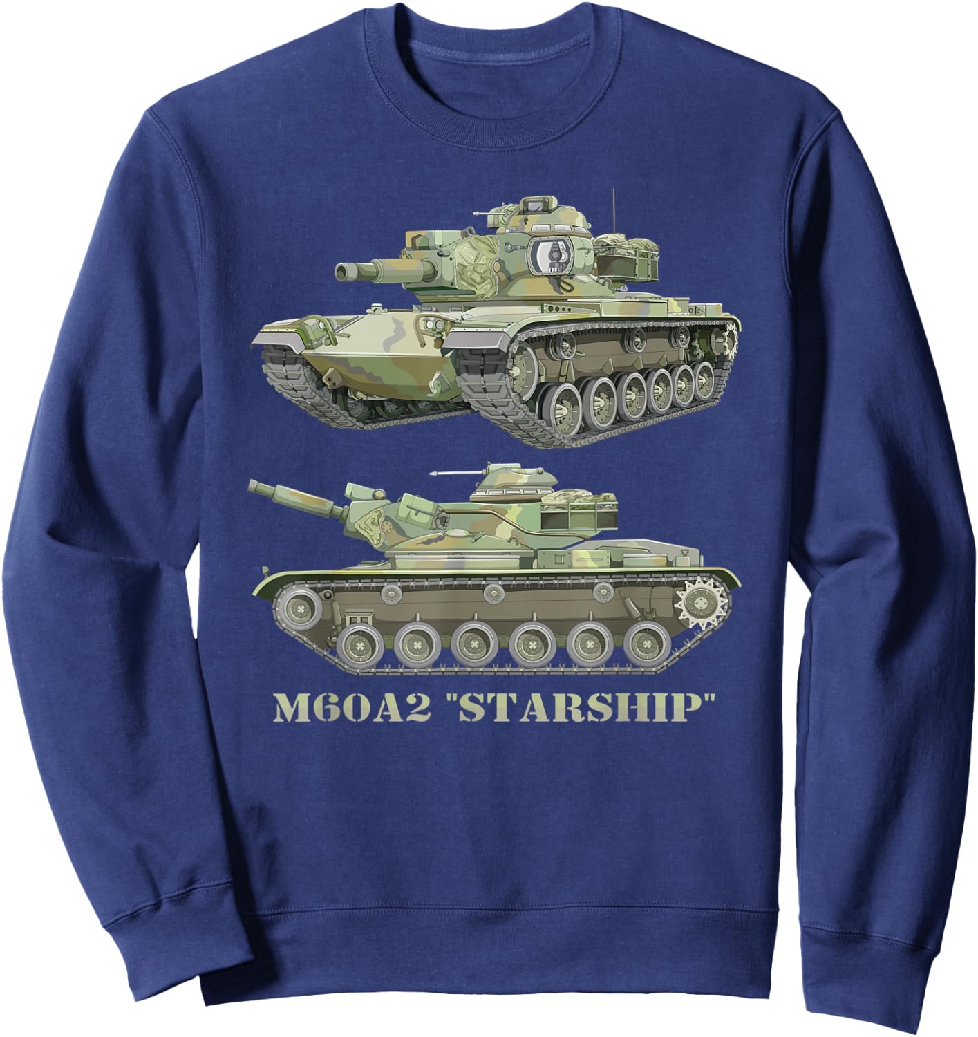 M60A2 Starship American Main Battle Tank Diagram Sweatshirt - Sweatshirt | Navy