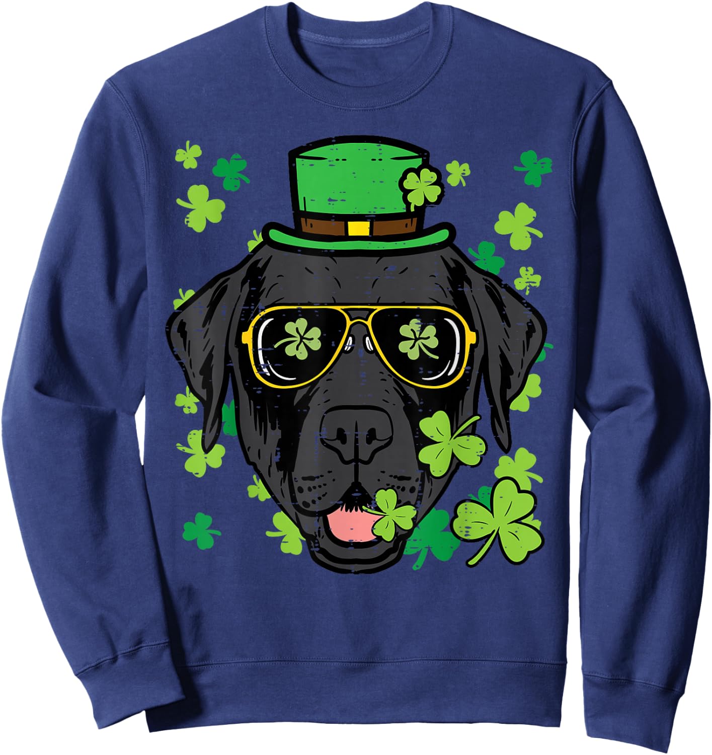 St Patricks Day Labrador Dog Saint Pattys Men Women Kids Sweatshirt - Sweatshirt | Navy