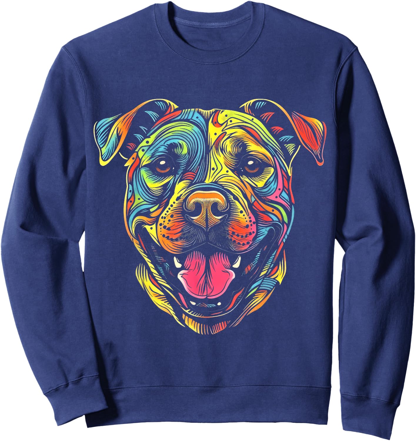 Pit Bull Mom Dog Lover Colorful Artistic Pitbull Owner Women Sweatshirt - Sweatshirt | Navy