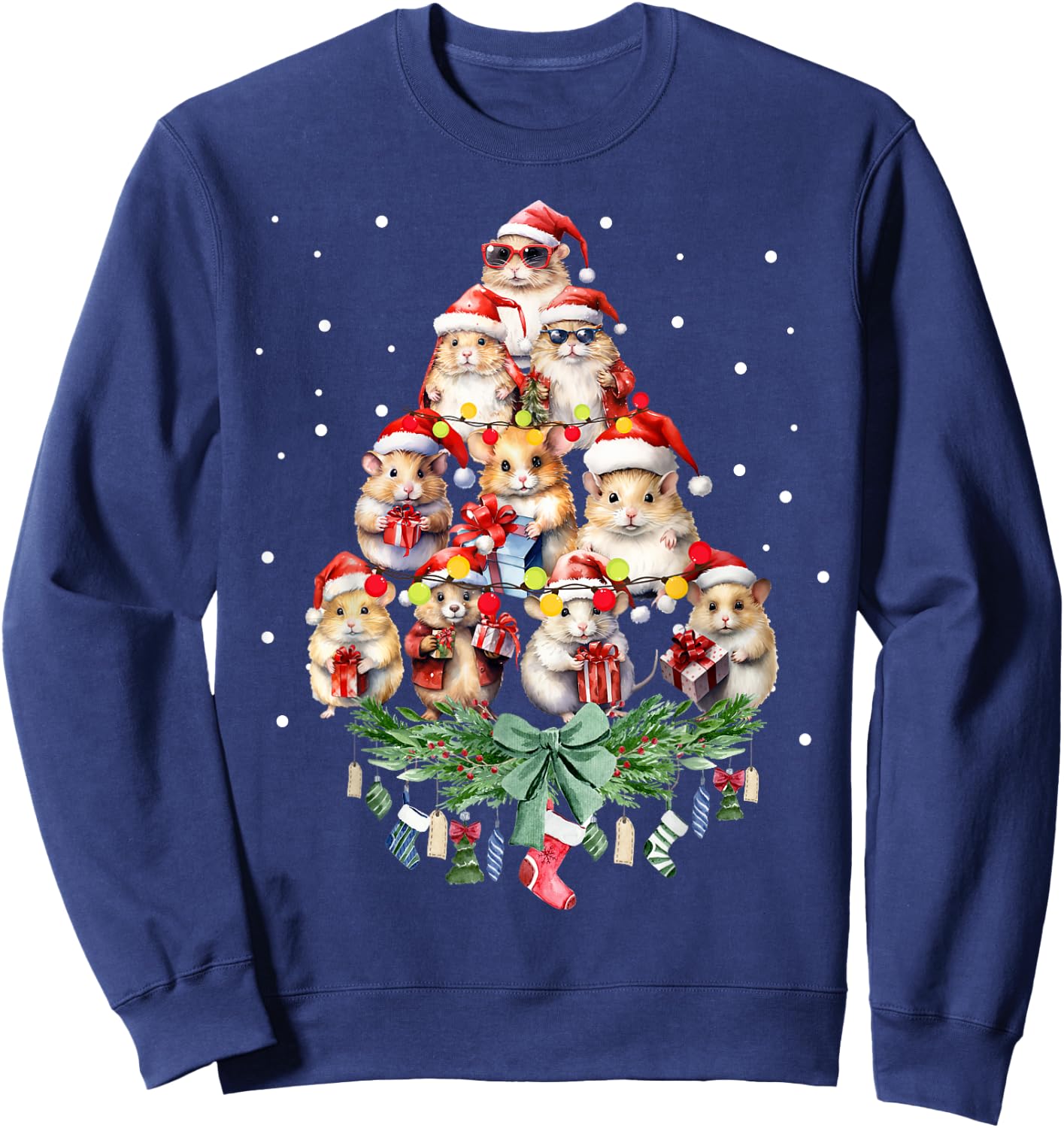 Hamsters Christmas Tree Santa Hamsters Christmas Lights Sweatshirt - Sweatshirt | Navy
