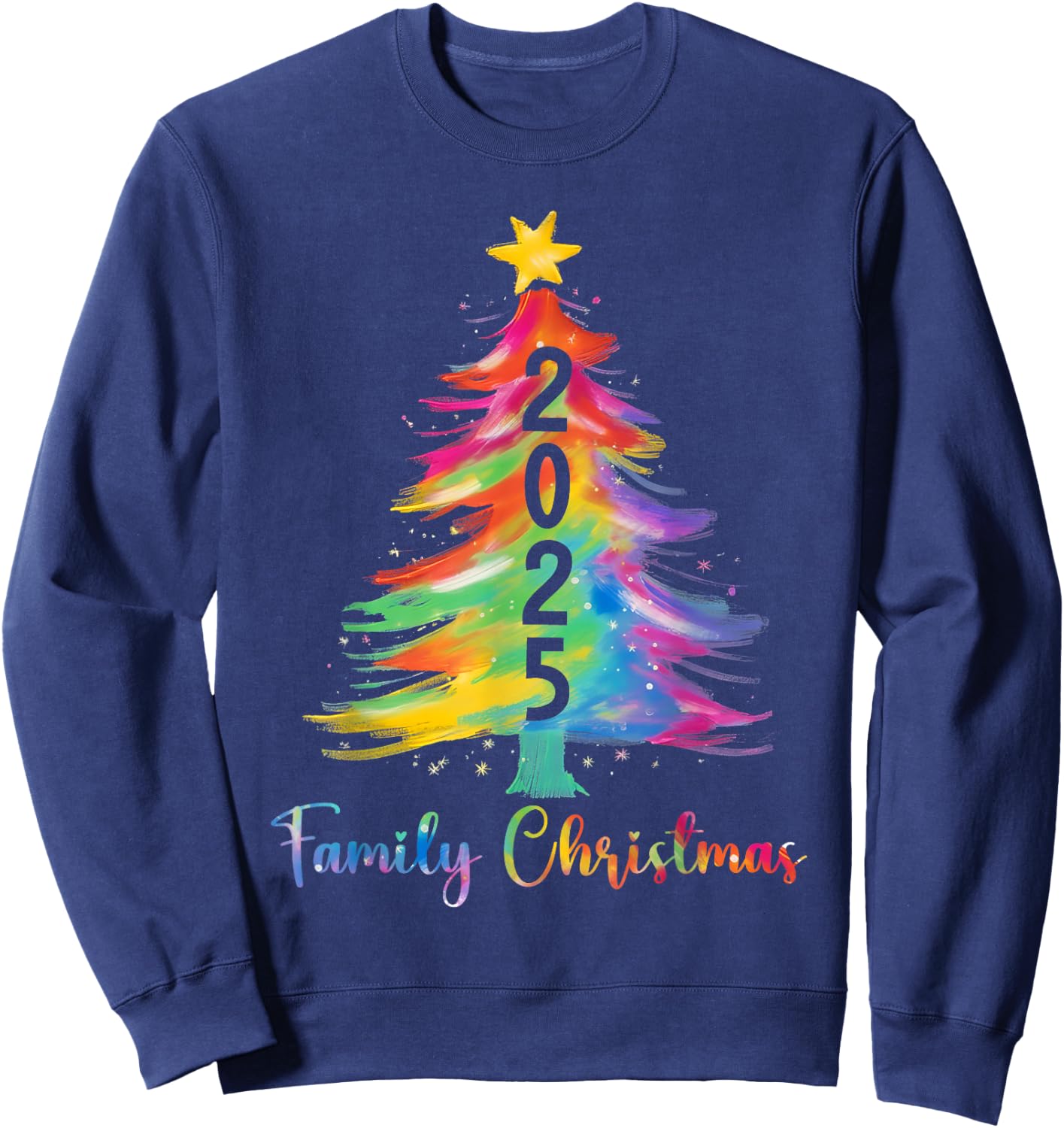 Family Christmas 2025 Color Xmas Tree Matching Family Xmas Sweatshirt - Sweatshirt | Navy