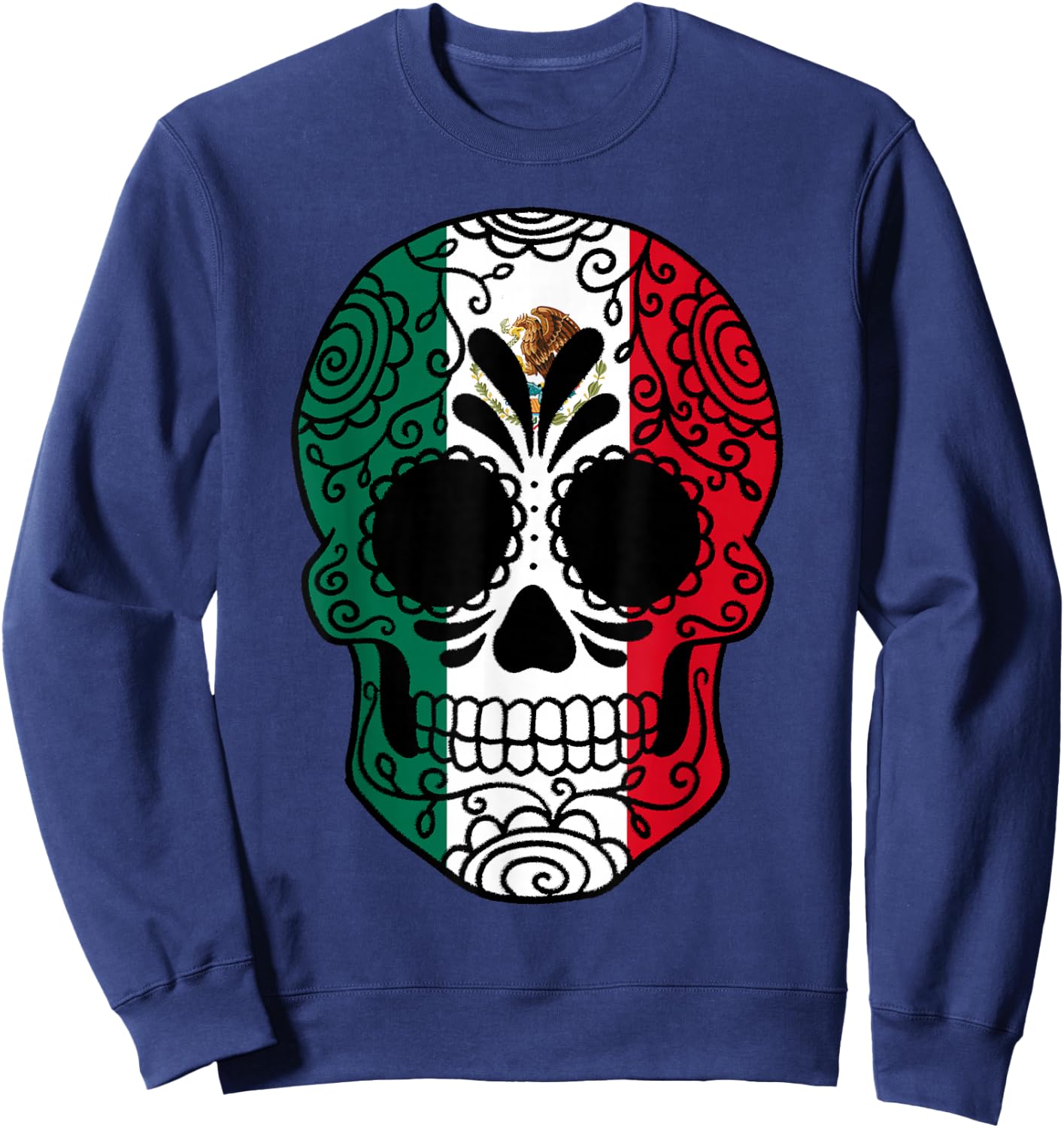 Mexico Flag Gift Sugar Skull Mexican Sweatshirt - Sweatshirt | Navy