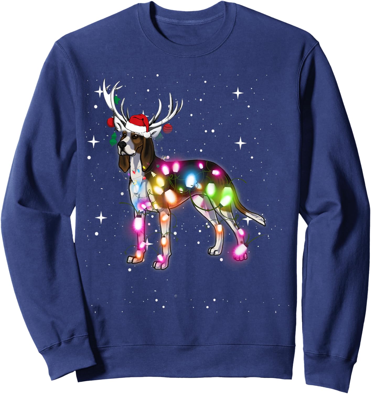Treeing Walker Coonhound Christmas Lights Pajama Funny Dog Women Kids Sweatshirt - Sweatshirt | Navy