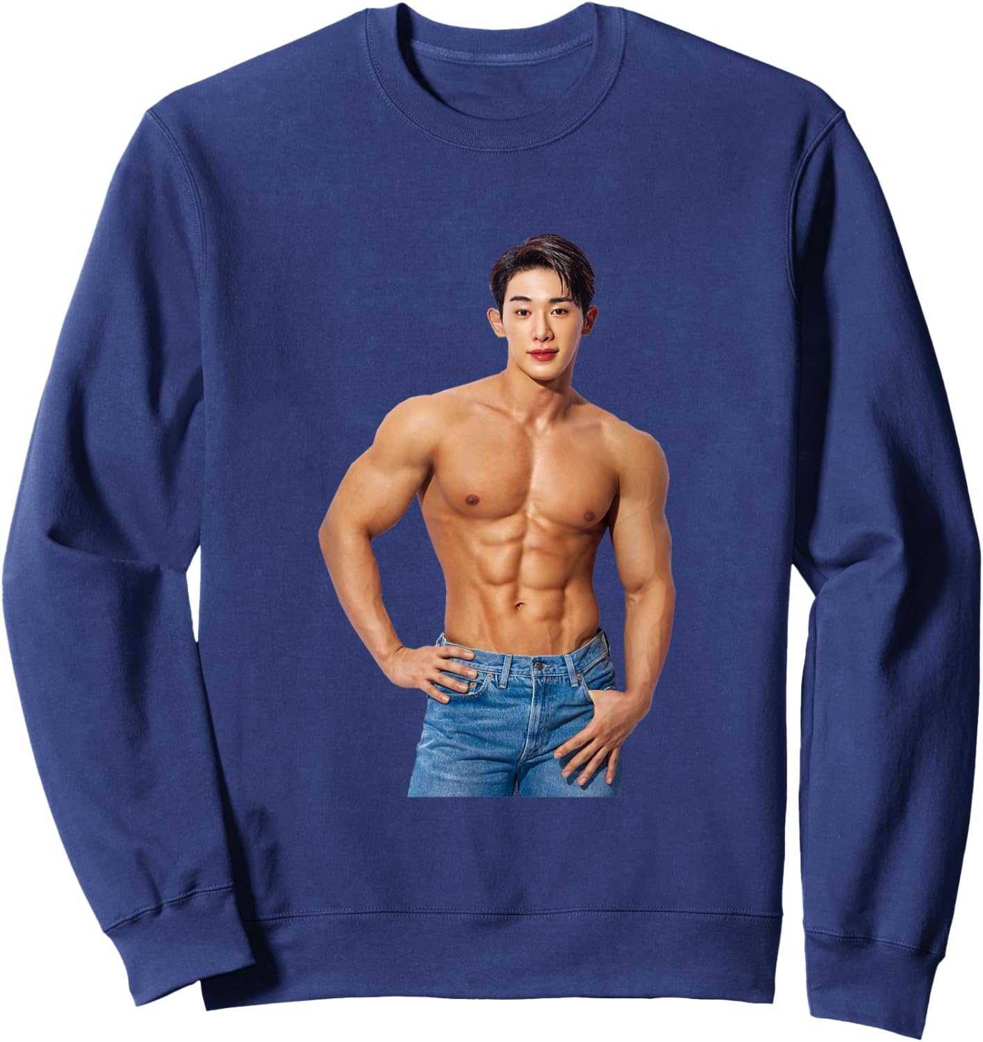 Wonho Sexy Muscle Daddy Korean Hunk Abs Solo Artist Idol Sweatshirt - Sweatshirt | Navy