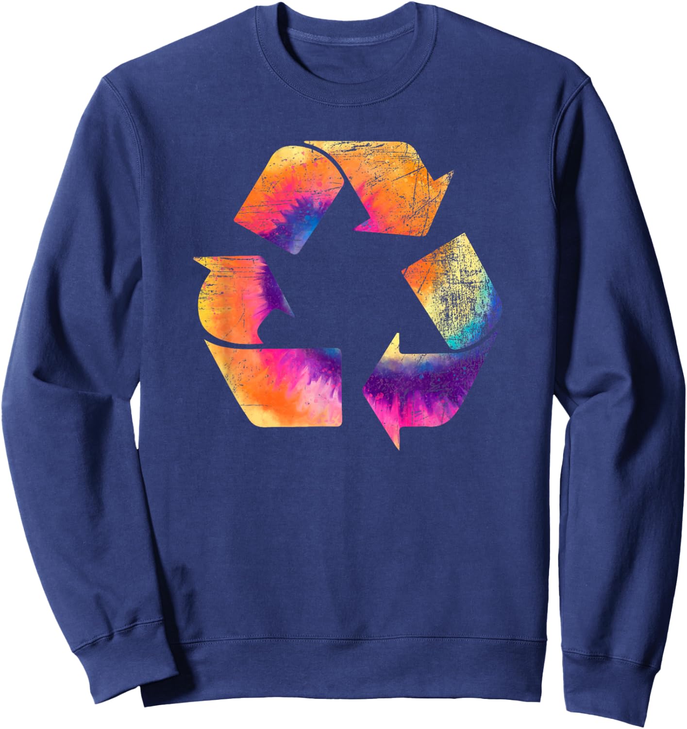 Recycle Symbol Tie Dye Earth Day Sweatshirt - Sweatshirt | Navy