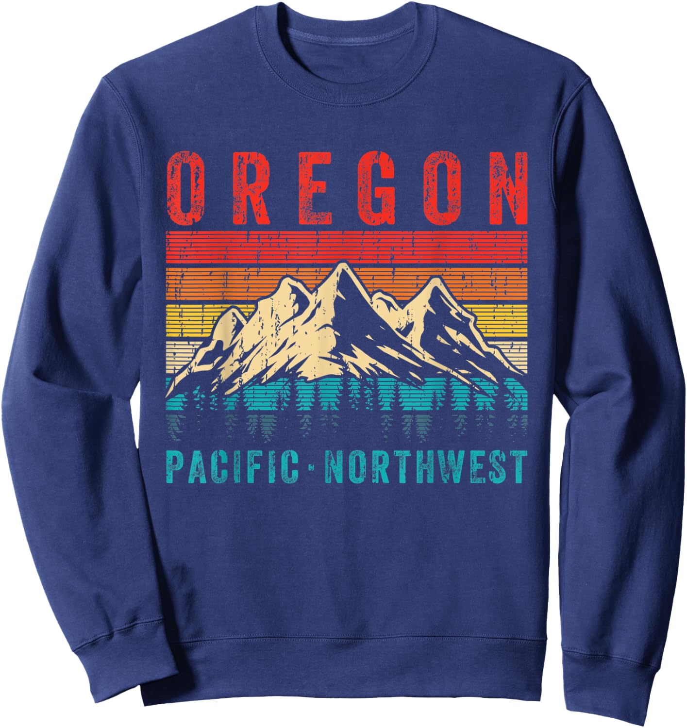 Oregon Pacific Northwest Vintage Retro Hiking Mountains Hike Sweatshirt - Sweatshirt | Navy