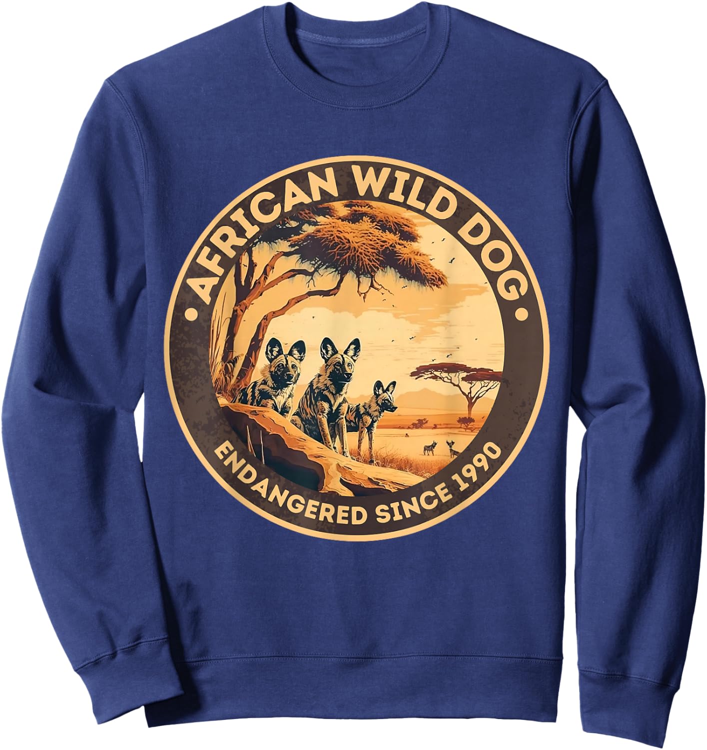 African Wild Dog Endangered Species Men Women Sweatshirt - Sweatshirt | Navy