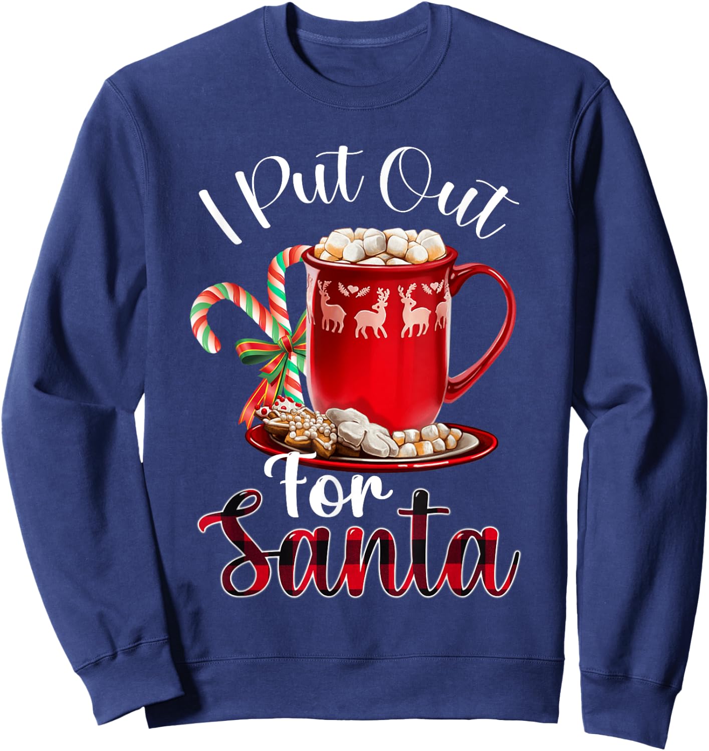 Naughty I Put Out For Santa Christmas Xmas Sweatshirt - Sweatshirt | Navy