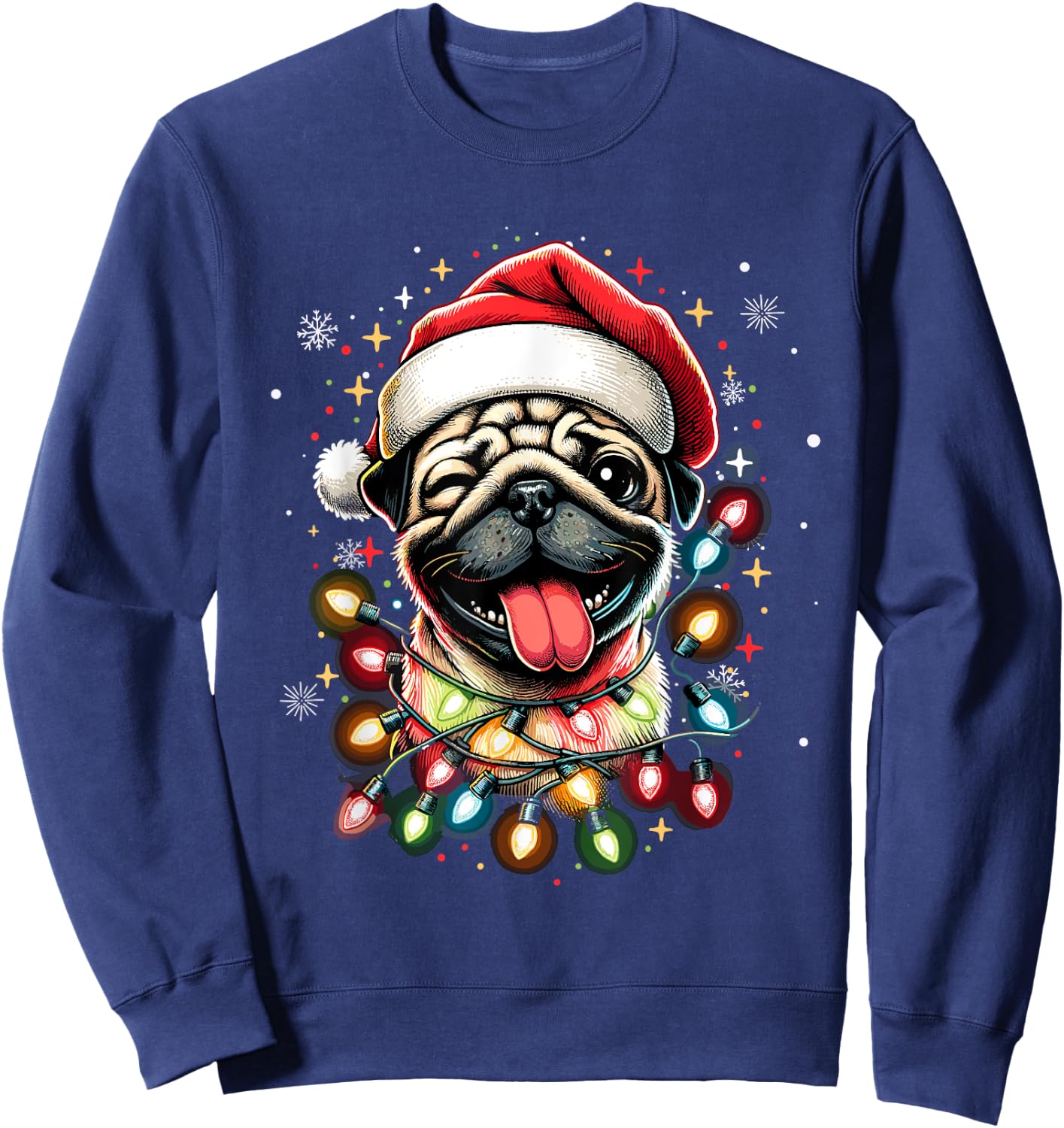 Pug Christmas Tree Dog Santa Xmas Boys Girls Merry Dogmas Sweatshirt - Sweatshirt | Navy