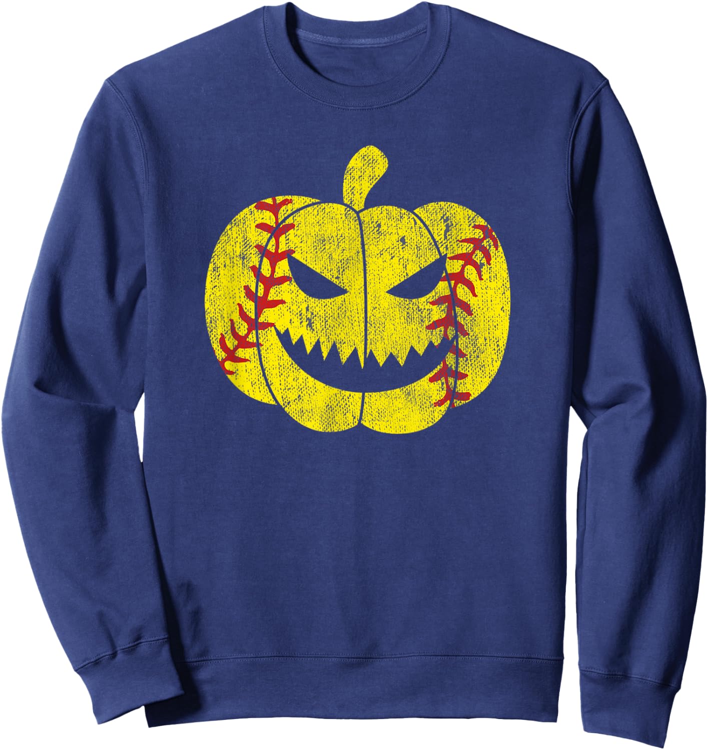 Softball Player Scary Pumpkin Vintage Costume Halloween Sweatshirt - Sweatshirt | Navy