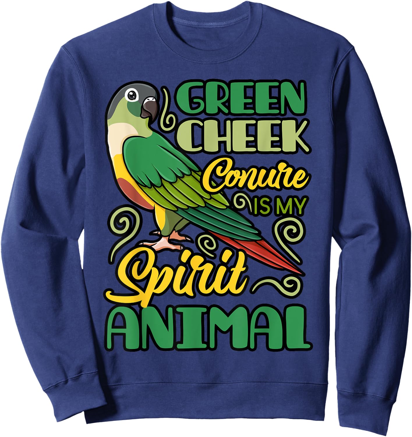 Green Cheek Conure Funny Animals Cute Birds Sweatshirt - Sweatshirt | Navy