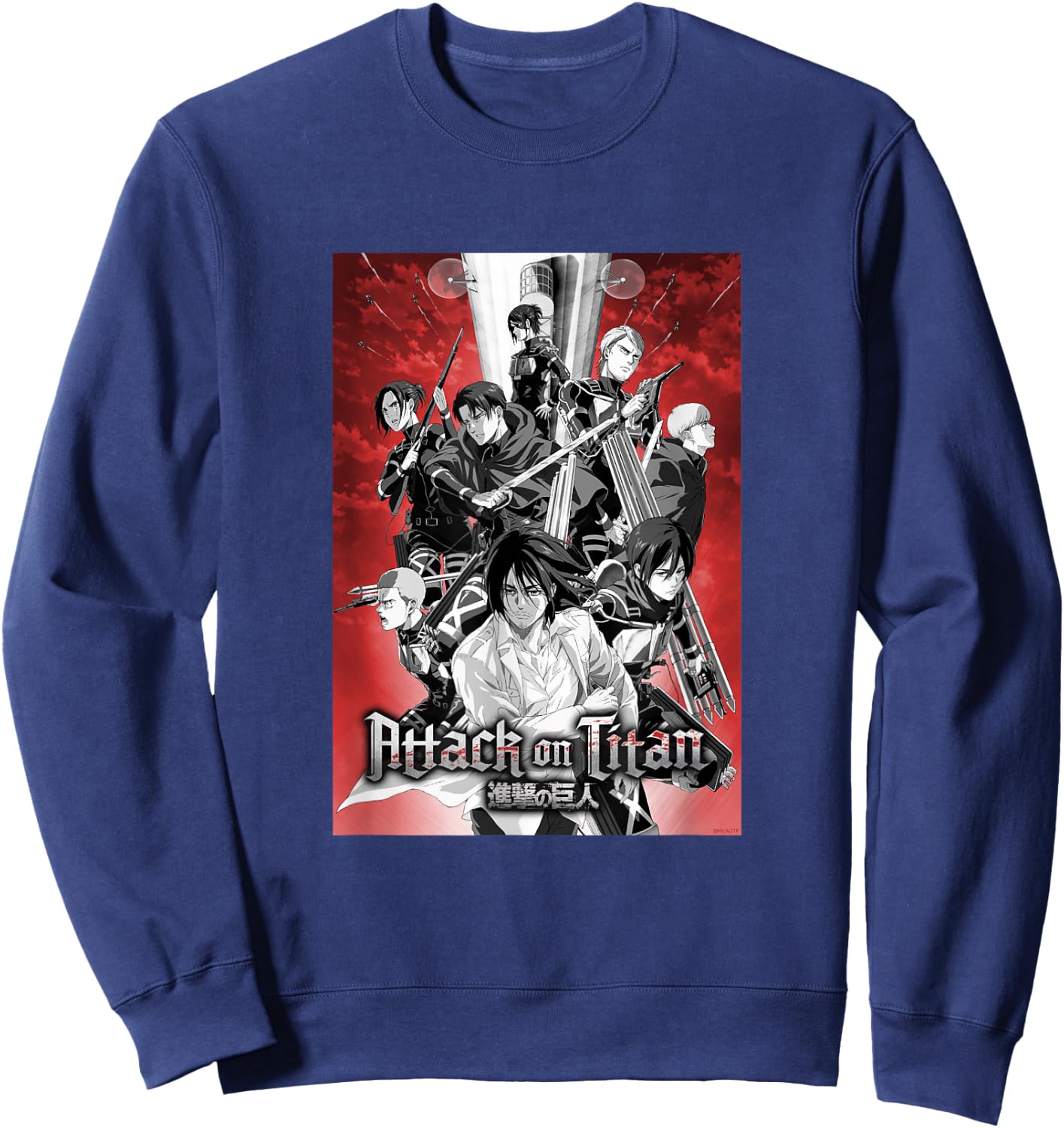 Attack on Titan Season 4 Red Sky Group Poster AOT Anime Sweatshirt - Sweatshirt | Navy