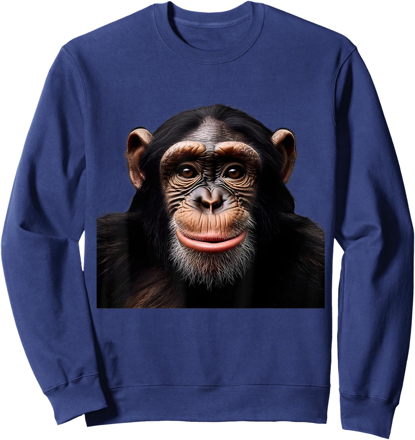 Funny Monkey Face Chimpanzee Sweatshirt - Sweatshirt | Navy