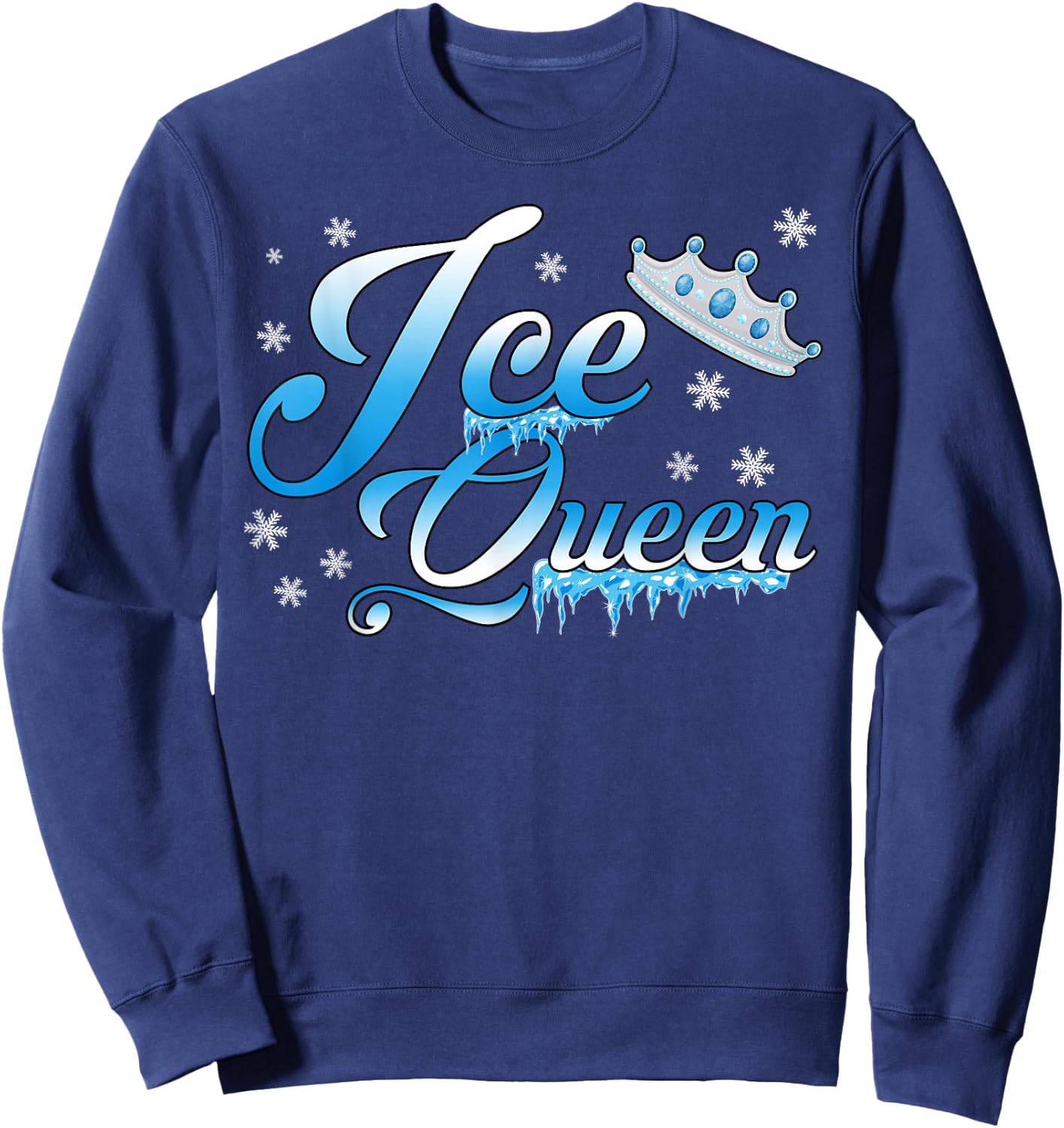 Ice Queen Winter Theme Birthday Party Girls Snow Themed Bday Sweatshirt - Sweatshirt | Navy