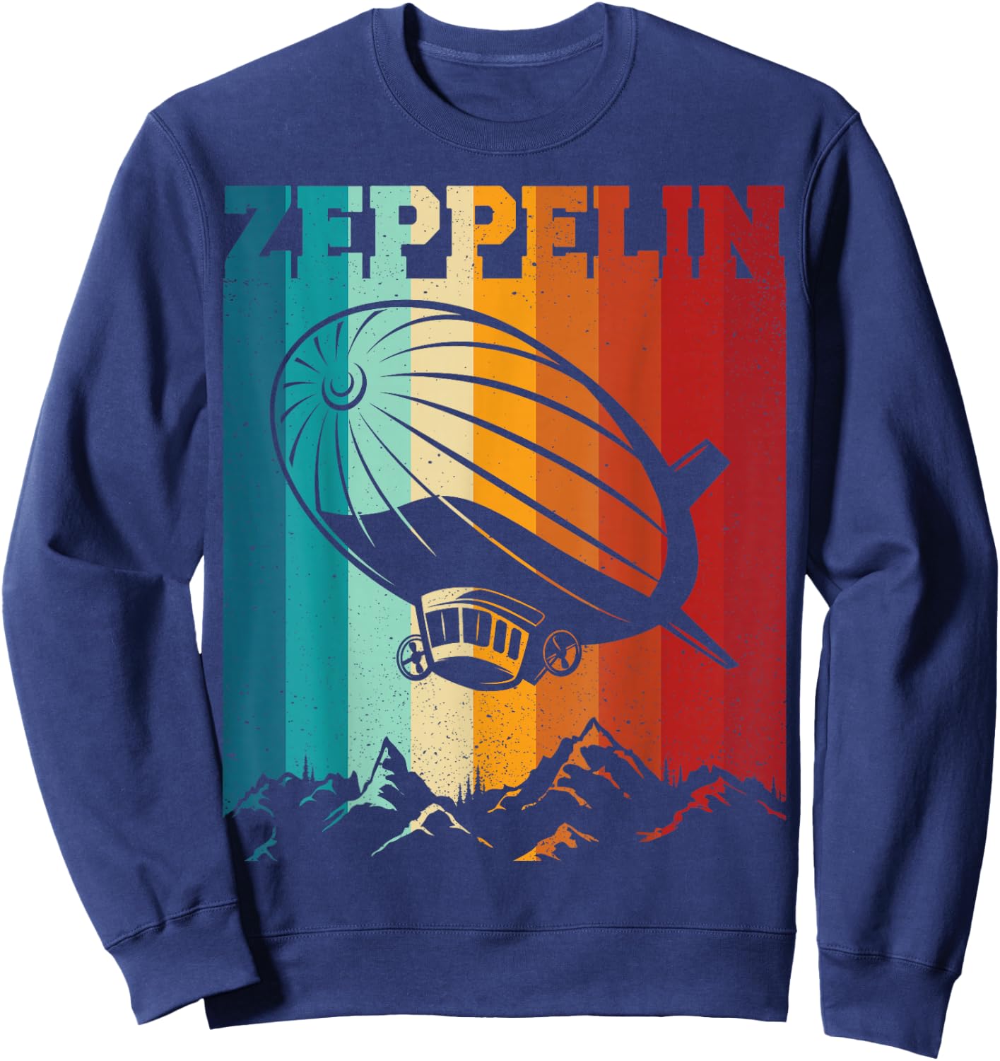 Dirigible Airship Retro Zeppelin 70s 80s Zepelin Zepplin Sweatshirt - Sweatshirt | Navy