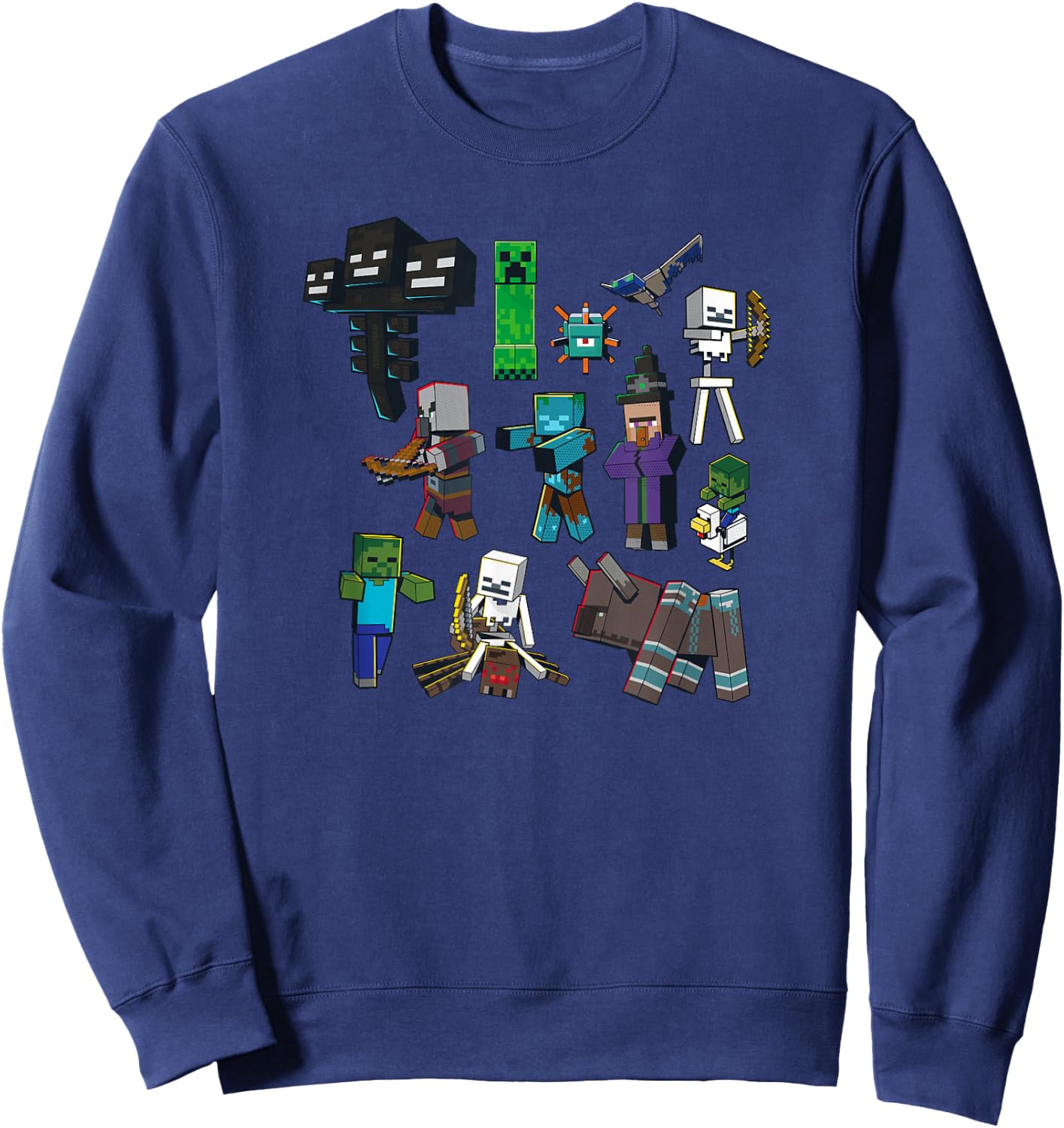 Minecraft Hostile Mobs Grid Poster Sweatshirt - Sweatshirt | Navy
