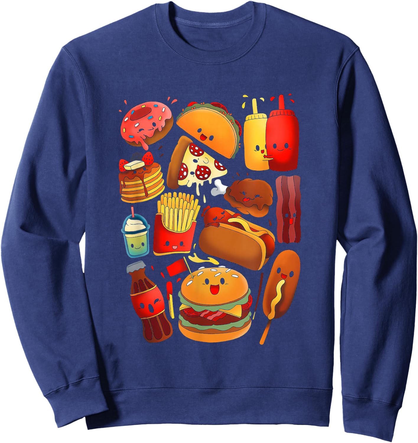Funny fast food - Fastfood Graphic kawaii Sweatshirt - Sweatshirt | Navy