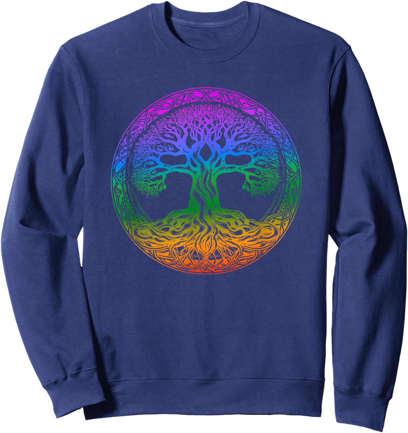 Tree of Life Celtic Colorful Rainbow Gradient Women Sweatshirt - Sweatshirt | Navy
