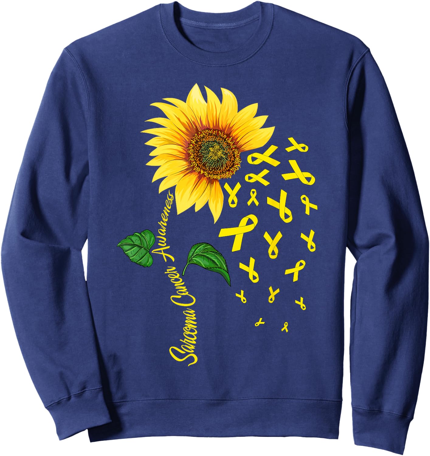 Sunflower Yellow Ribbon Sarcoma Cancer Awareness Day Fighter Sweatshirt - Sweatshirt | Navy