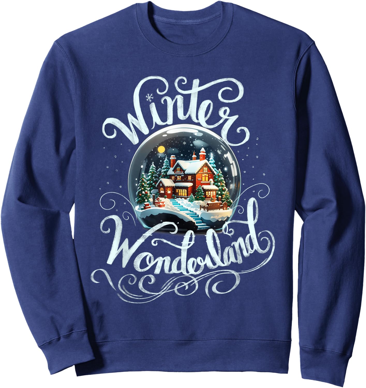 Winter Wonderland Snow Glob Night House Merry Xmas Costume Sweatshirt - Sweatshirt | Navy