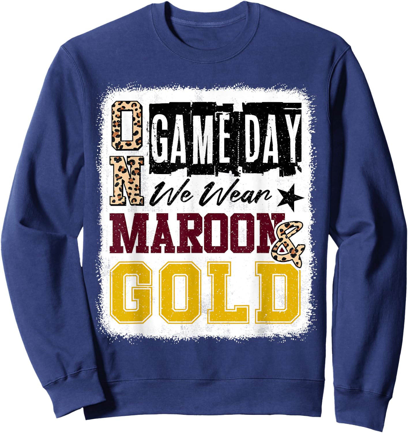 On Gameday Football We Wear Maroon And Gold School Spirit Sweatshirt - Sweatshirt | Navy