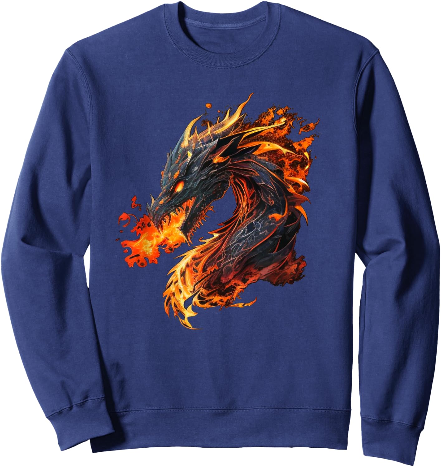 Cool Fire and Flames breathing Dragons Lovers Sweatshirt - Sweatshirt | Navy