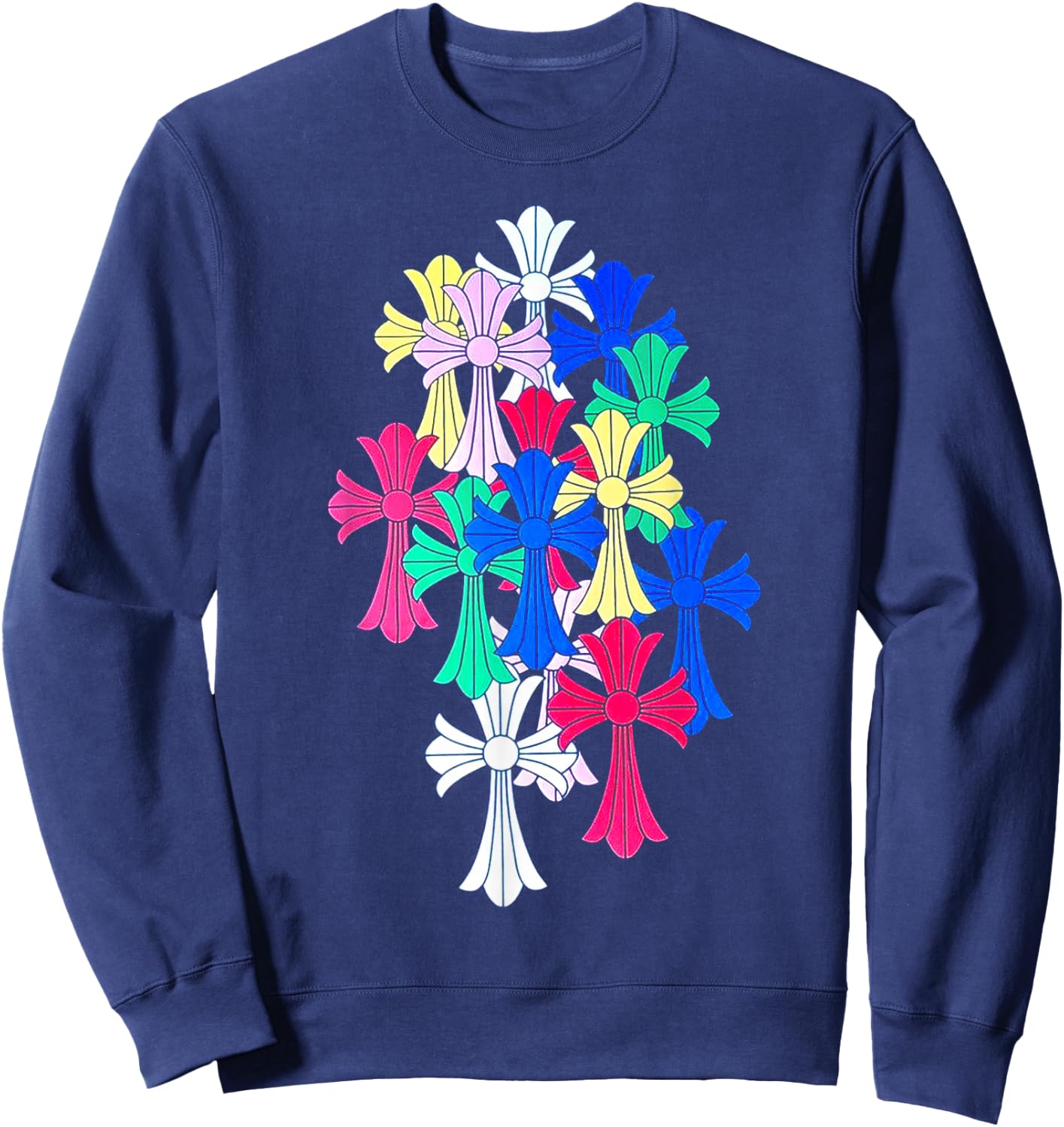 Hearts Multicolor Cross Cemetery Sweatshirt - Sweatshirt | Navy