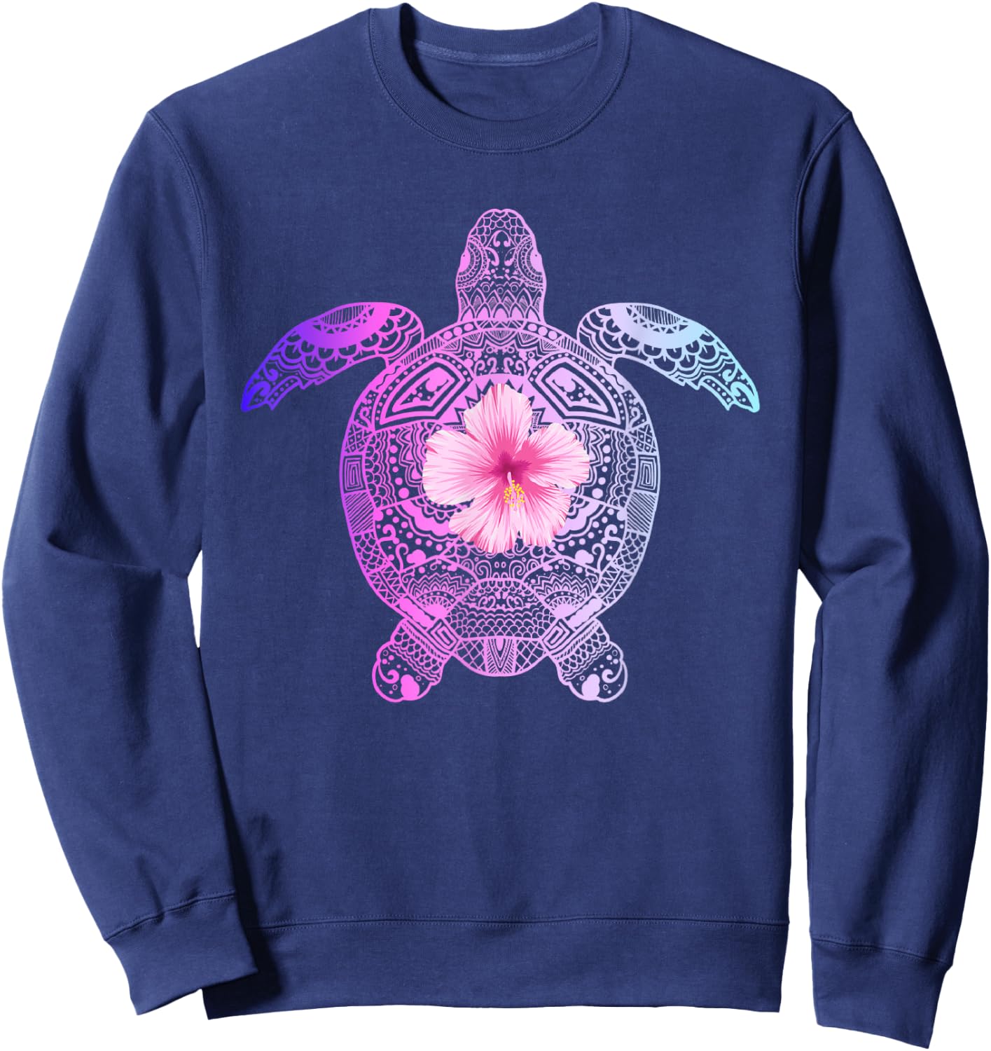 Hawaiian Tie Dye Sea Turtle, Hawaii and Wwomen Sweatshirt - Sweatshirt | Navy