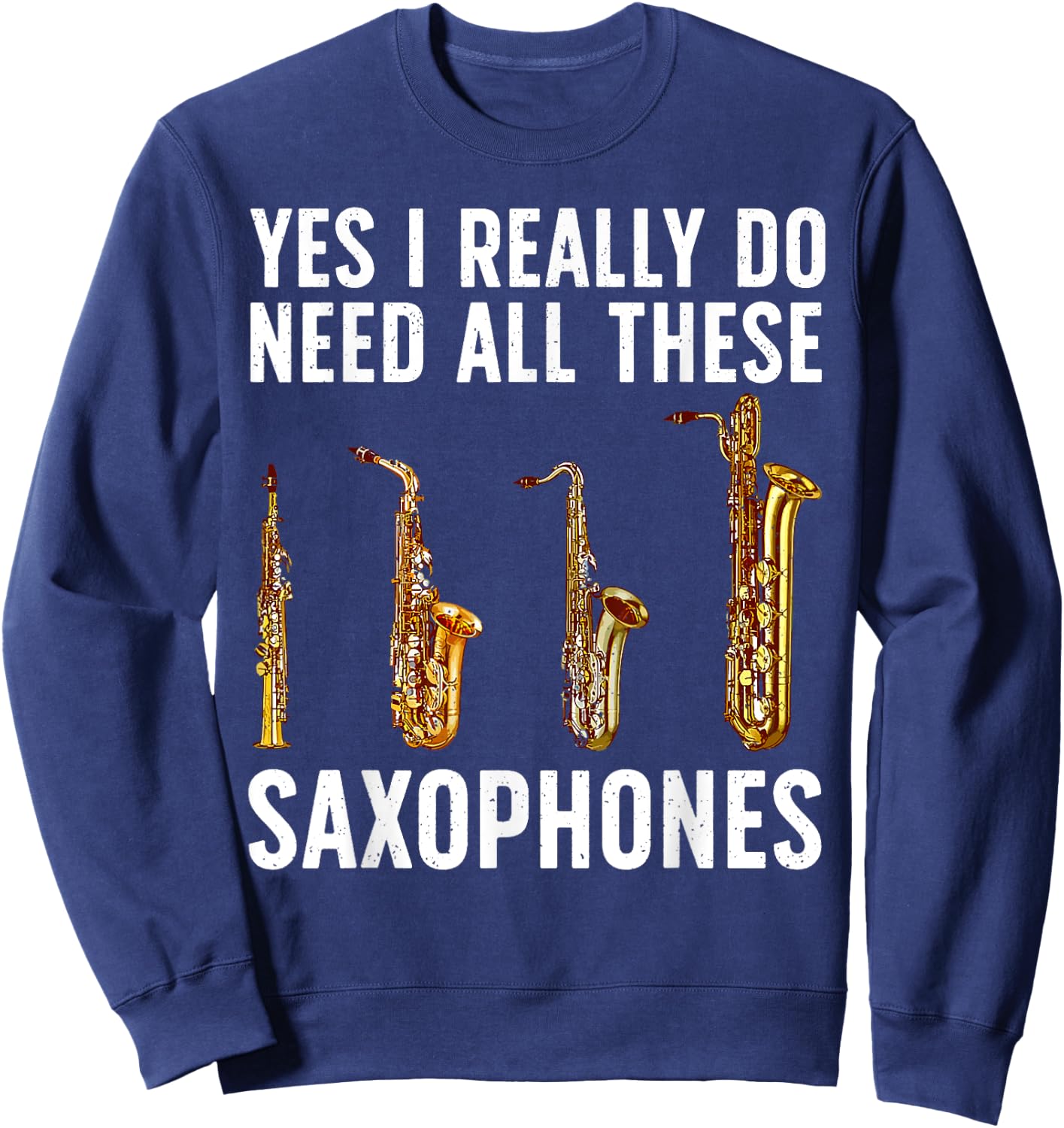 Funny Saxophone Art Women Sax Player Musician Sweatshirt - Sweatshirt | Navy