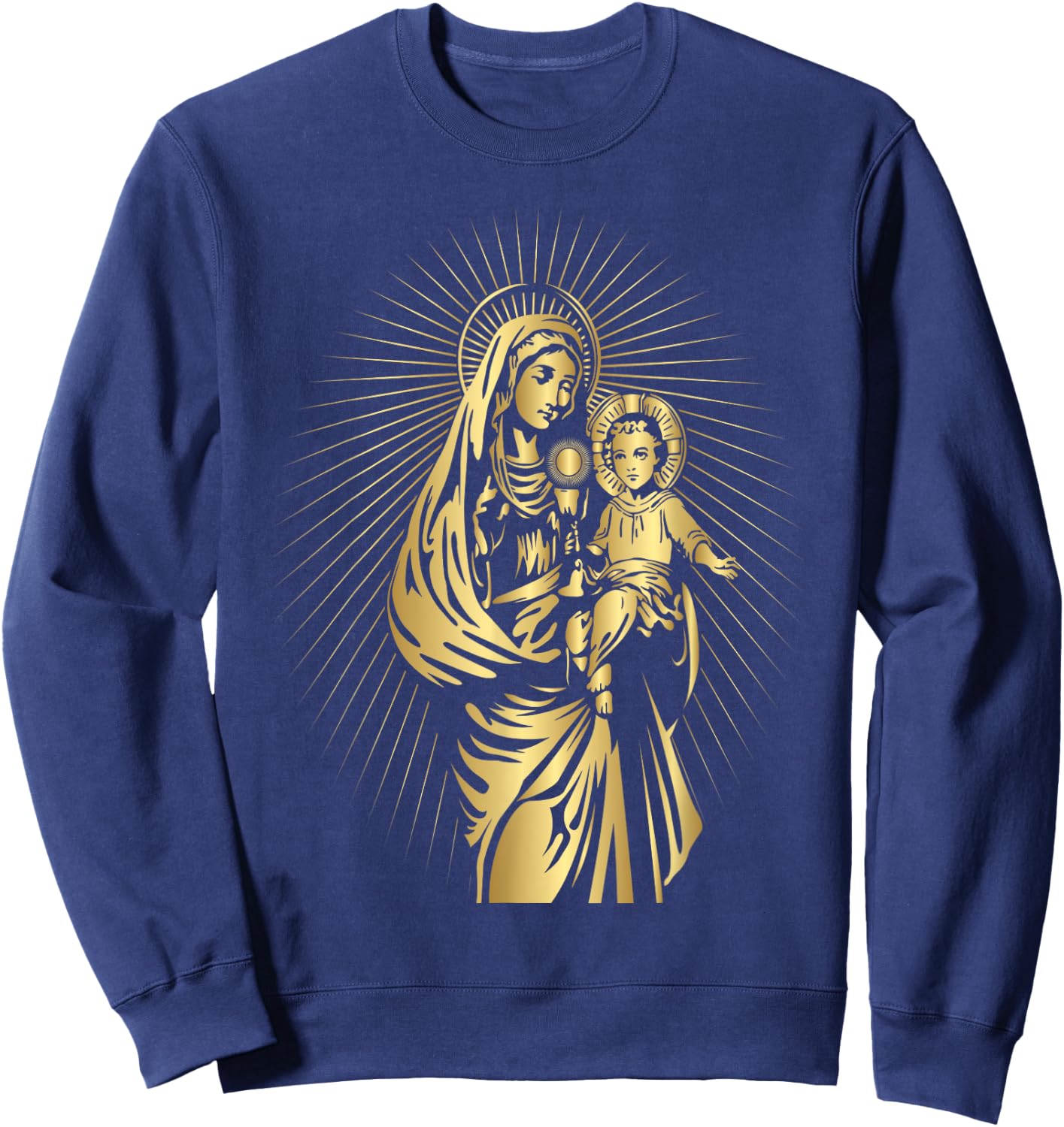 Holy Mother Mary Mother of Jesus Vintage Catholic Art Women Sweatshirt - Sweatshirt | Navy