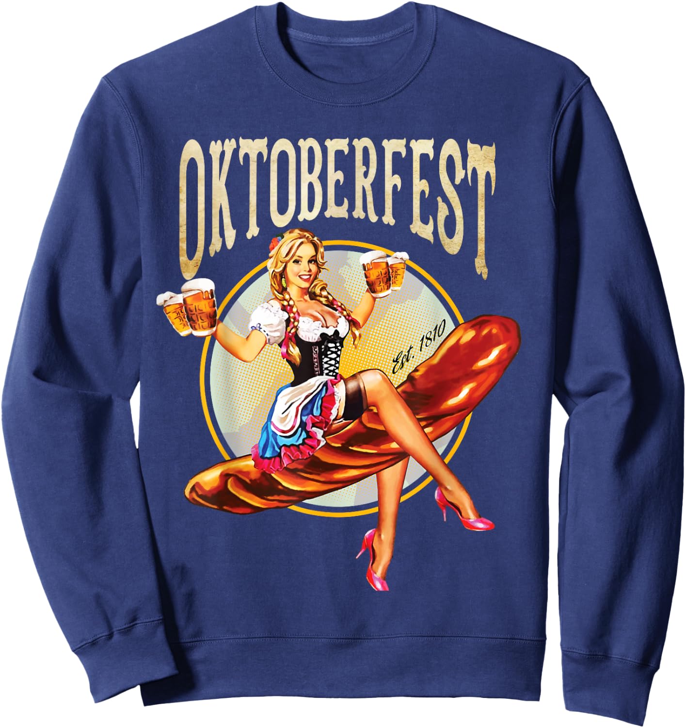 Oktoberfest Costume Vintage Bavarian German Beer Wurst Sweatshirt - Sweatshirt | Navy