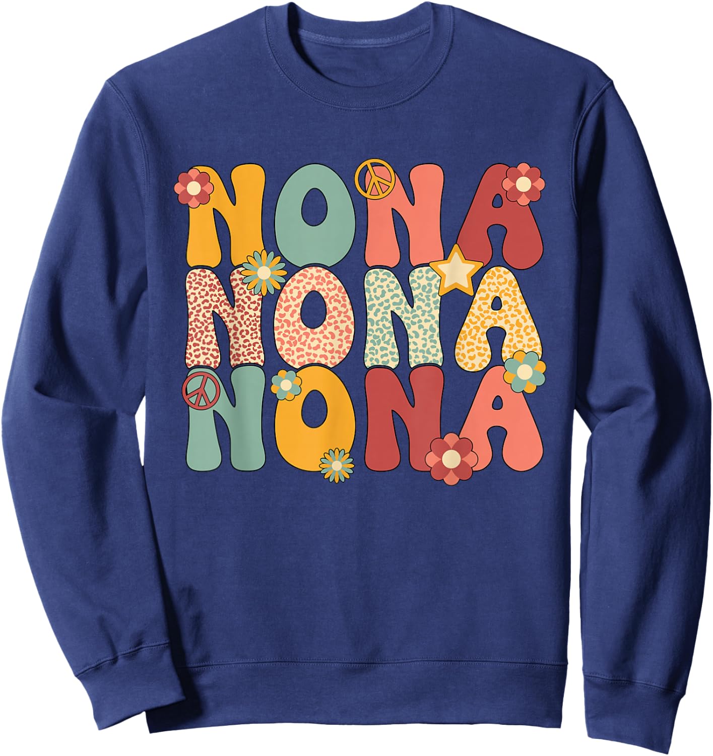 Nona Grandma Groovy Nona Grandmother Sweatshirt - Sweatshirt | Navy