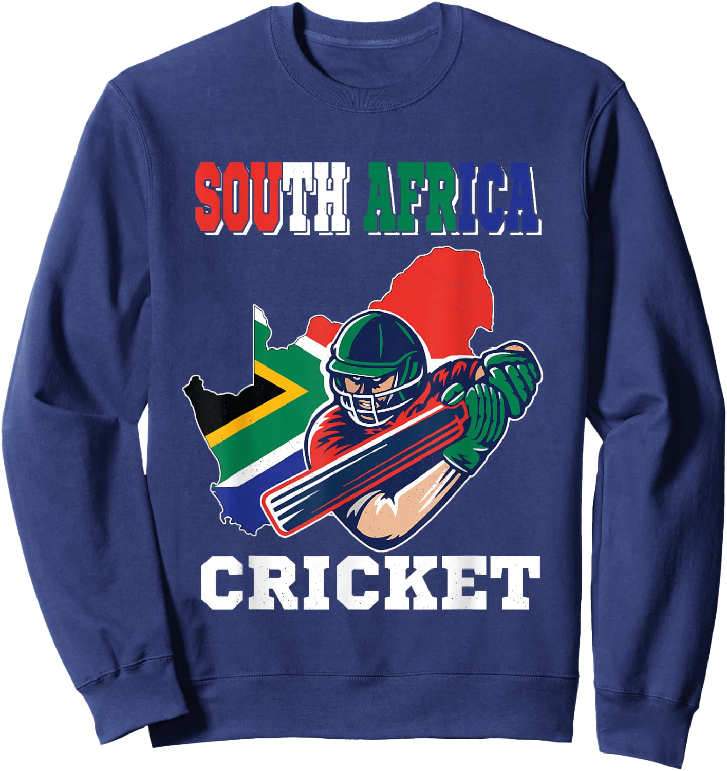 South Africa Cricket Player Flag Jersey Afrikaans Sports Sweatshirt - Sweatshirt | Navy