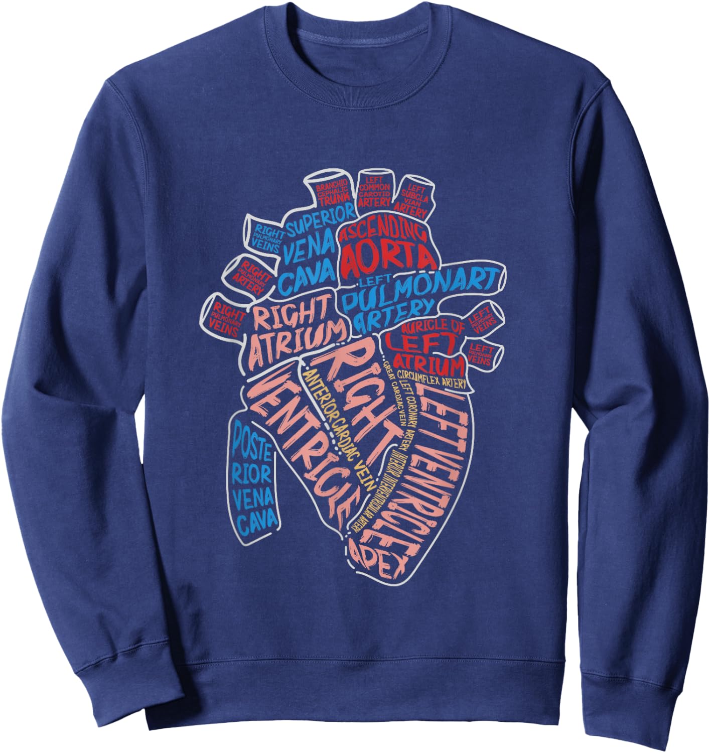 Anatomical Human Heart Cardiology Medical Cardiac Nurse Sweatshirt - Sweatshirt | Navy