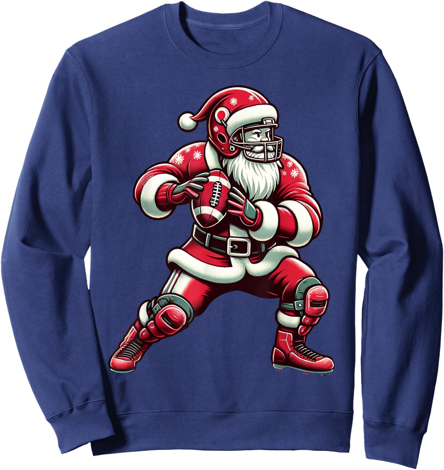 Santa Playing American Football Christmas Women Men Kids Sweatshirt - Sweatshirt | Navy