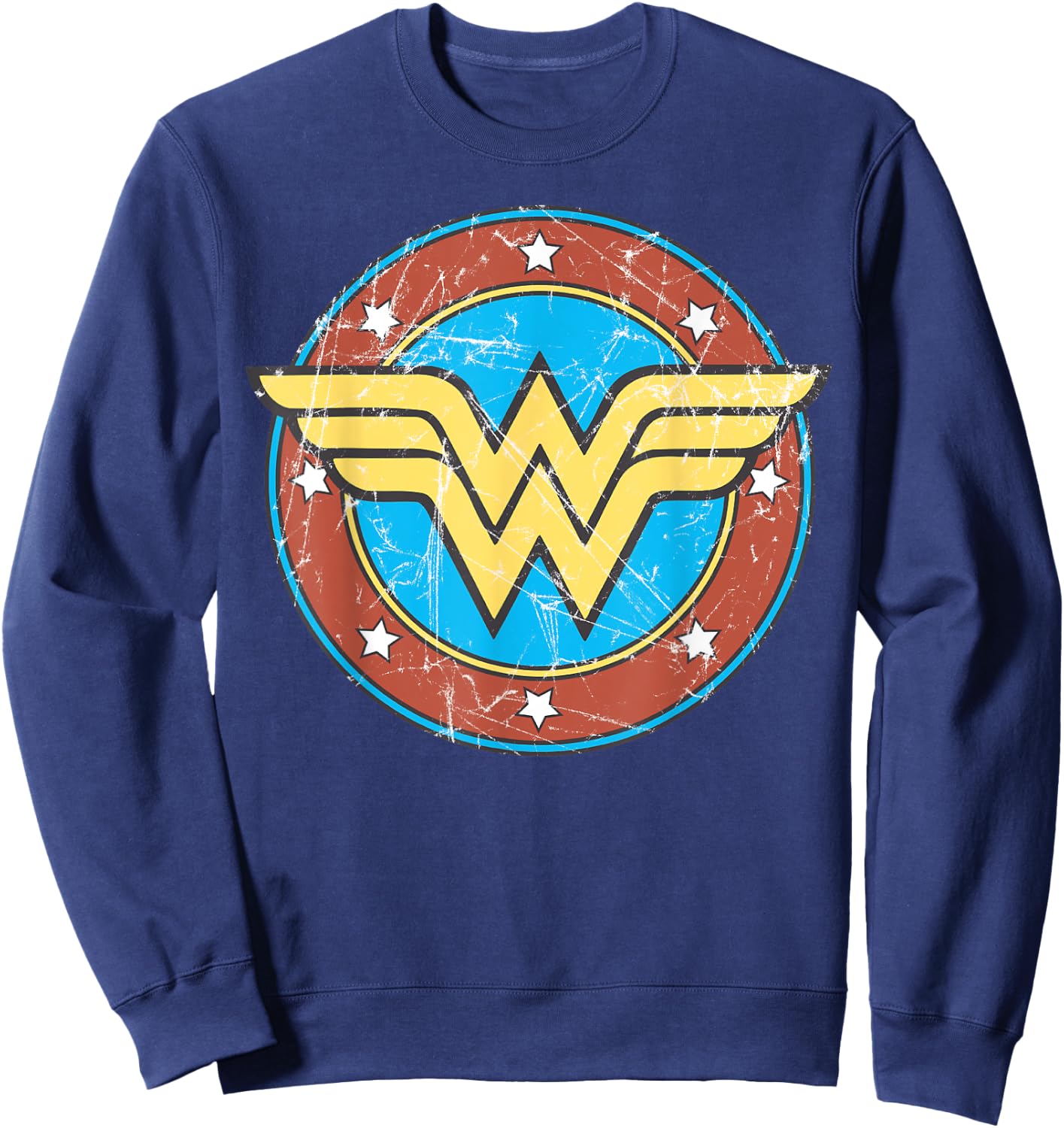 DC Wonder Woman Logo Circle Distressed Sweatshirt - Sweatshirt | Navy