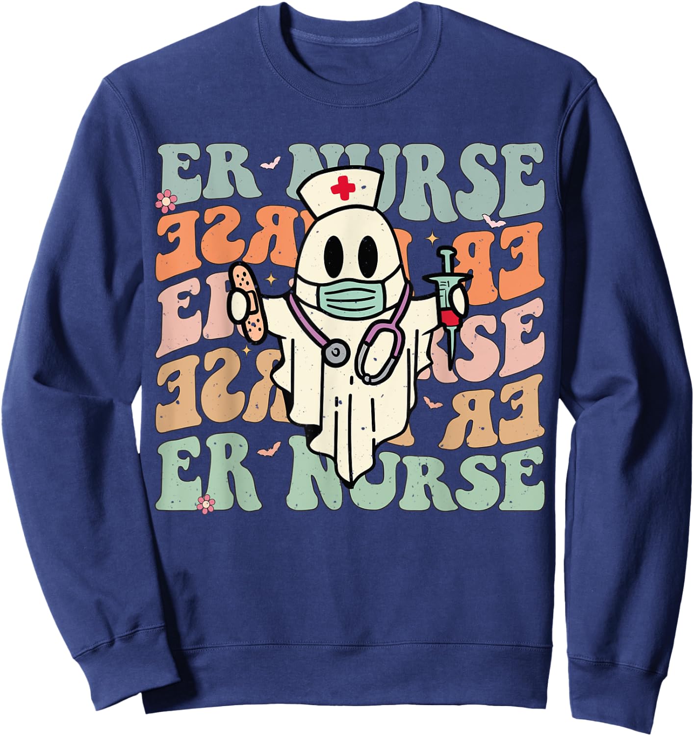 Groovy Emergency Room Nurse Funny Halloween Costume ER Nurse Sweatshirt - Sweatshirt | Navy