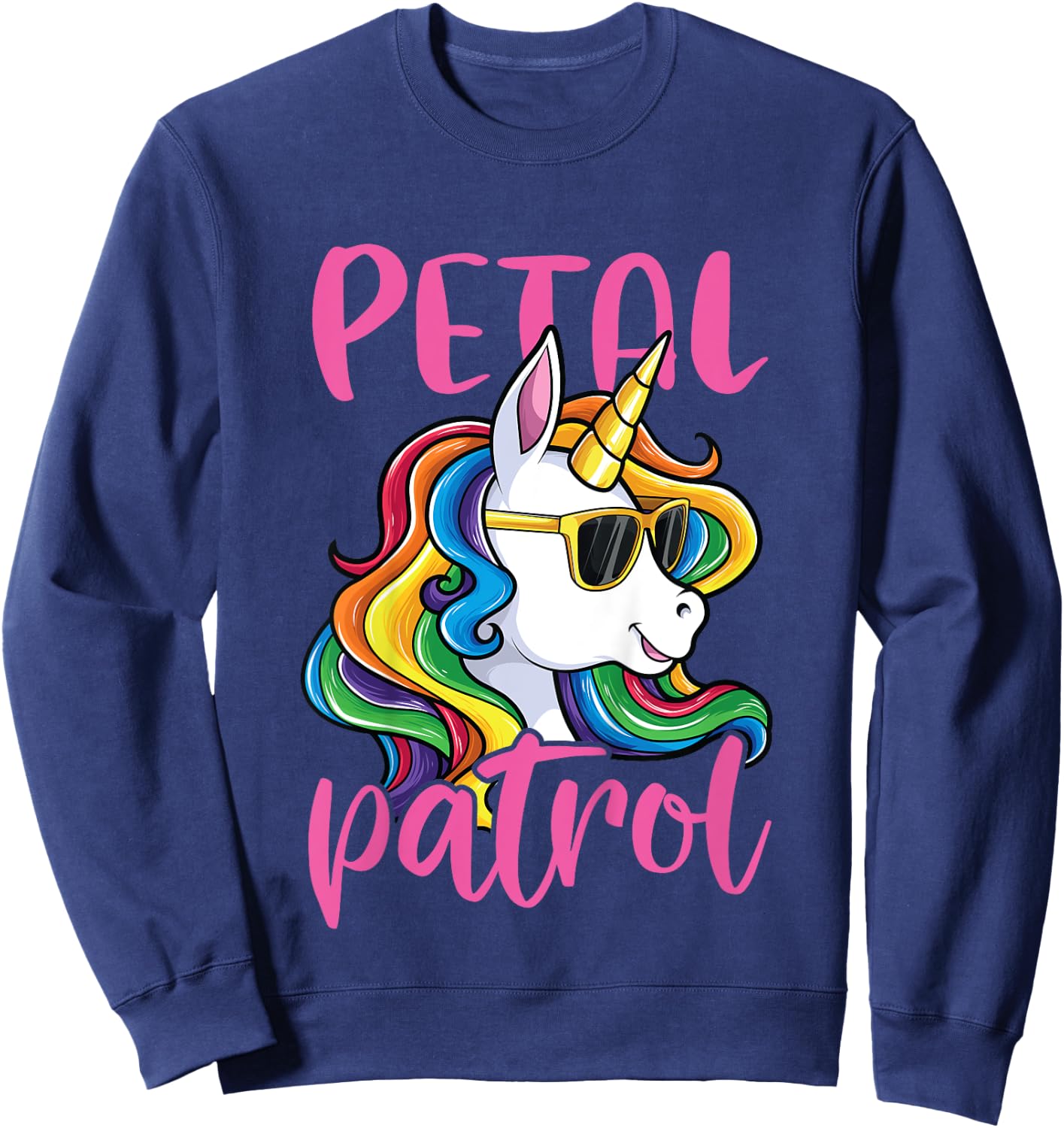 Flower Girl Shirt Girls Kids Wedding Unicorn Petal Patrol Sweatshirt - Sweatshirt | Navy