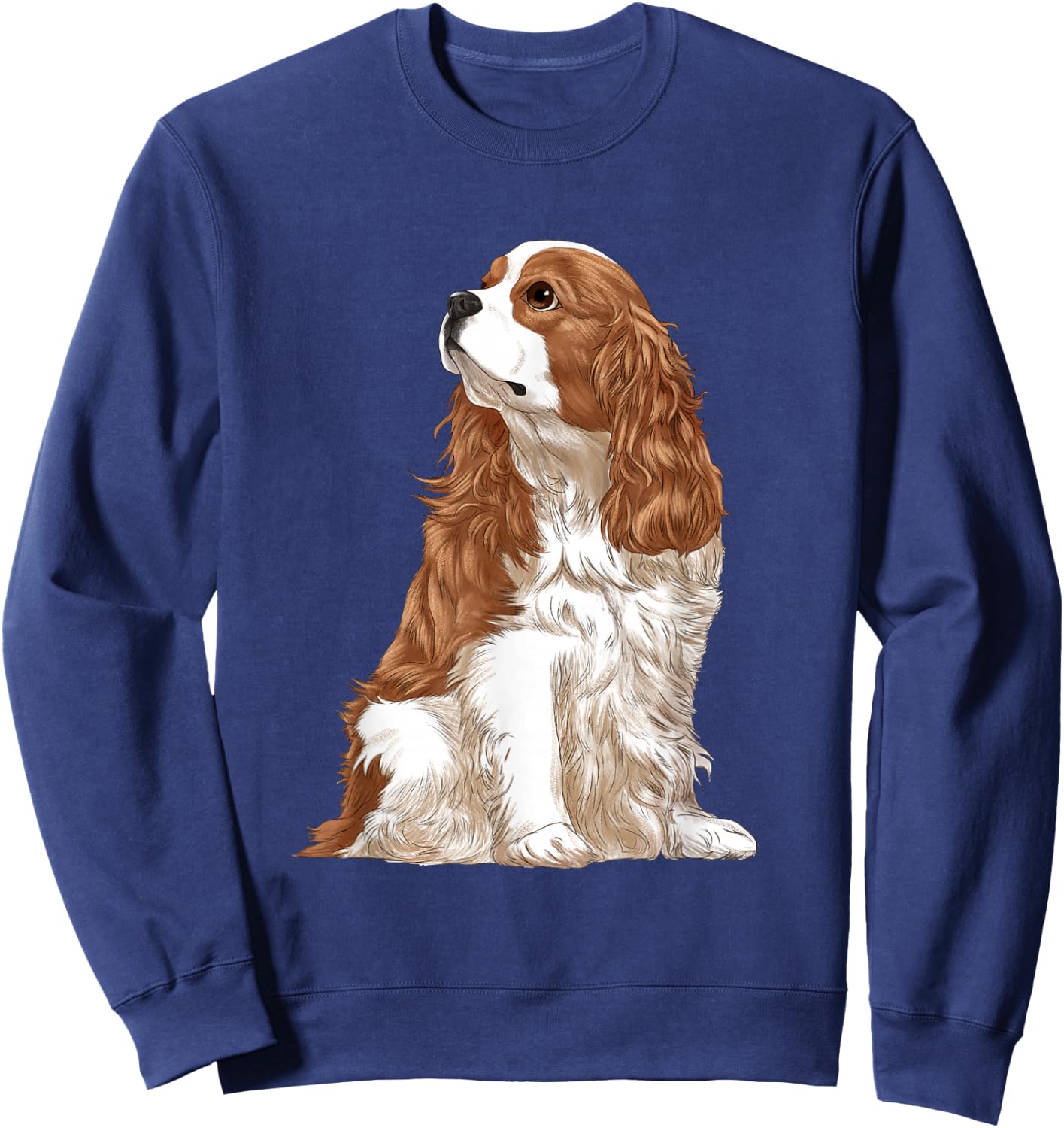 Sitting Dog Blenheim Cavalier King Charles Spaniel Sweatshirt - Sweatshirt | Navy