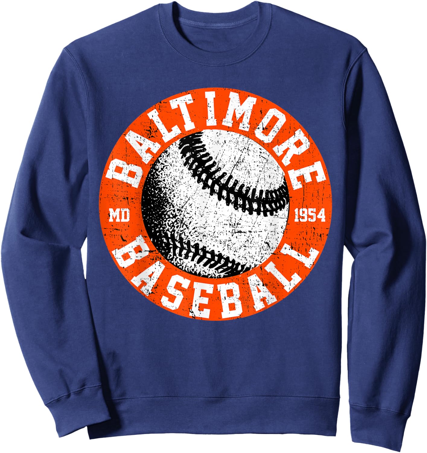 Baltimore Baseball Retro Vintage Design Baseball Lover Sweatshirt - Sweatshirt | Navy