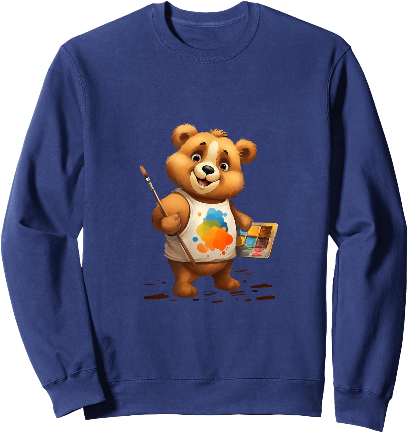 Bear Artist Painter Brush Palette Painting Sweatshirt - Sweatshirt | Navy