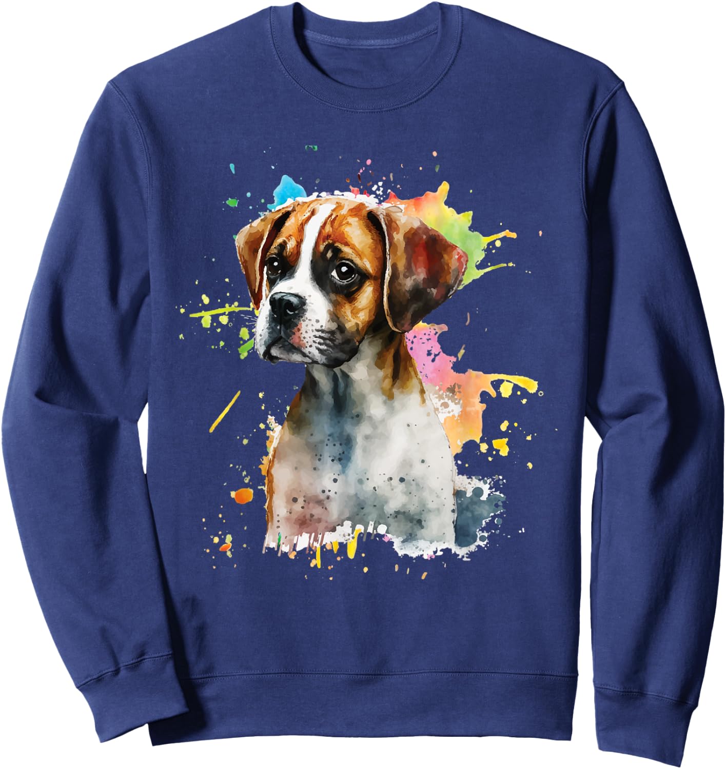Splatter Boxer Dog - Dog Puppy Veterinarian Animal Breeder Sweatshirt - Sweatshirt | Navy