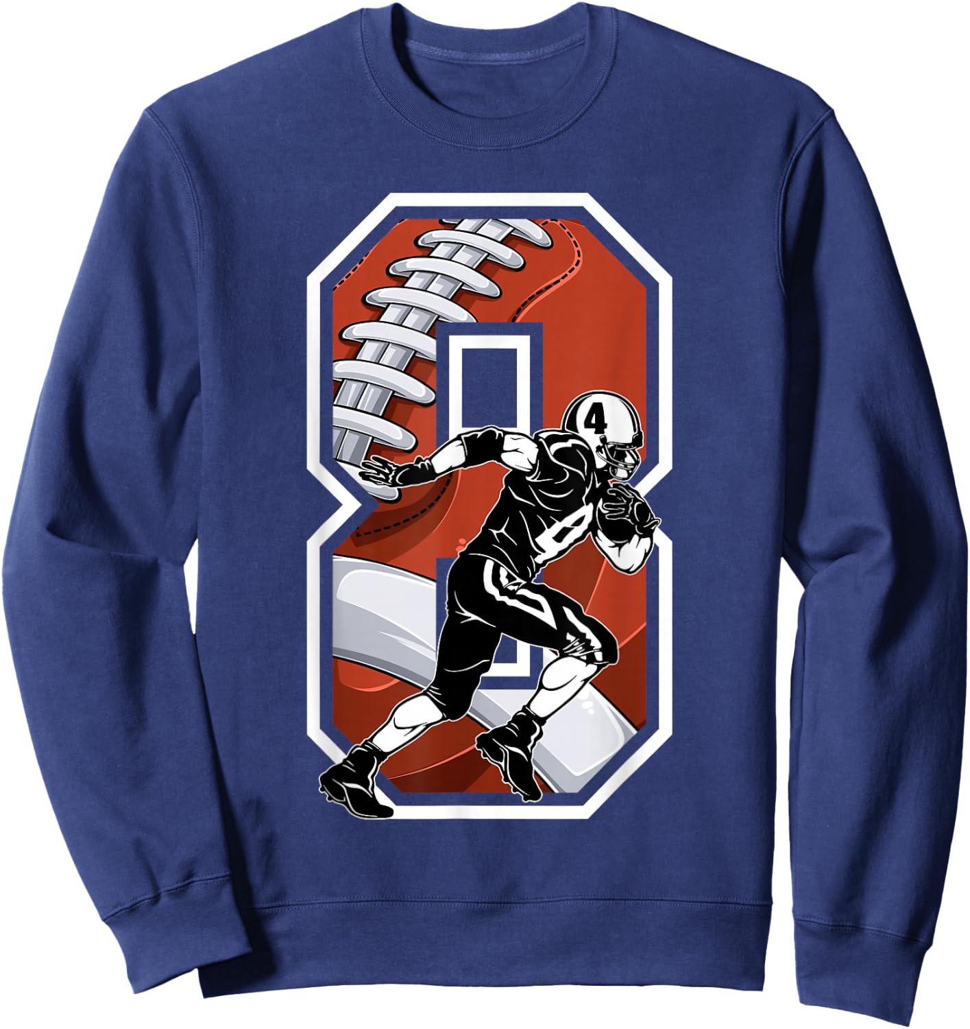 I'm 8 Years Old Football Player 8th Birthday Boys Kids Sweatshirt - Sweatshirt | Navy