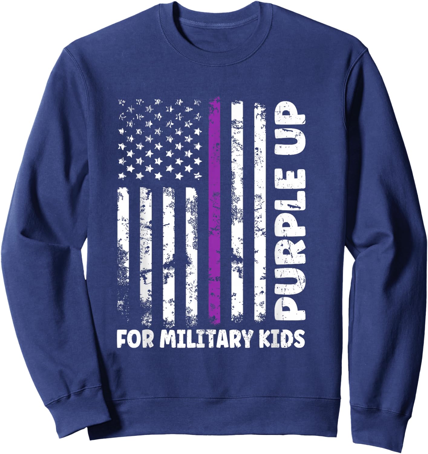 Purple Up for Military Kids Shirt Month Military Child Flag Sweatshirt - Sweatshirt | Navy