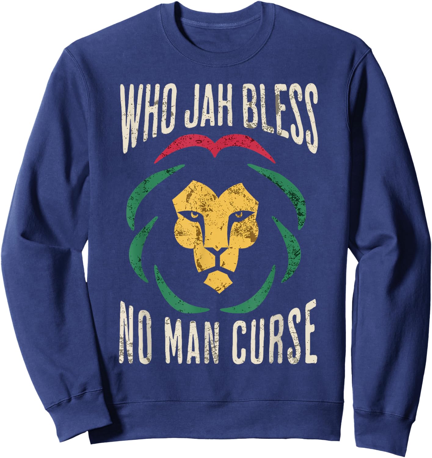 Who Jah Bless No Man Curse - Rastafarian Sweatshirt - Sweatshirt | Navy