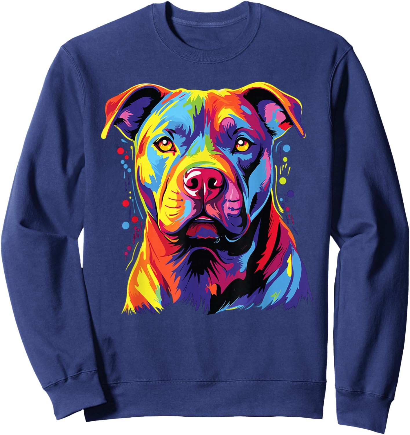 Watercolour Colourful Staffordshire Bull Terrier Dogs Sweatshirt - Sweatshirt | Navy