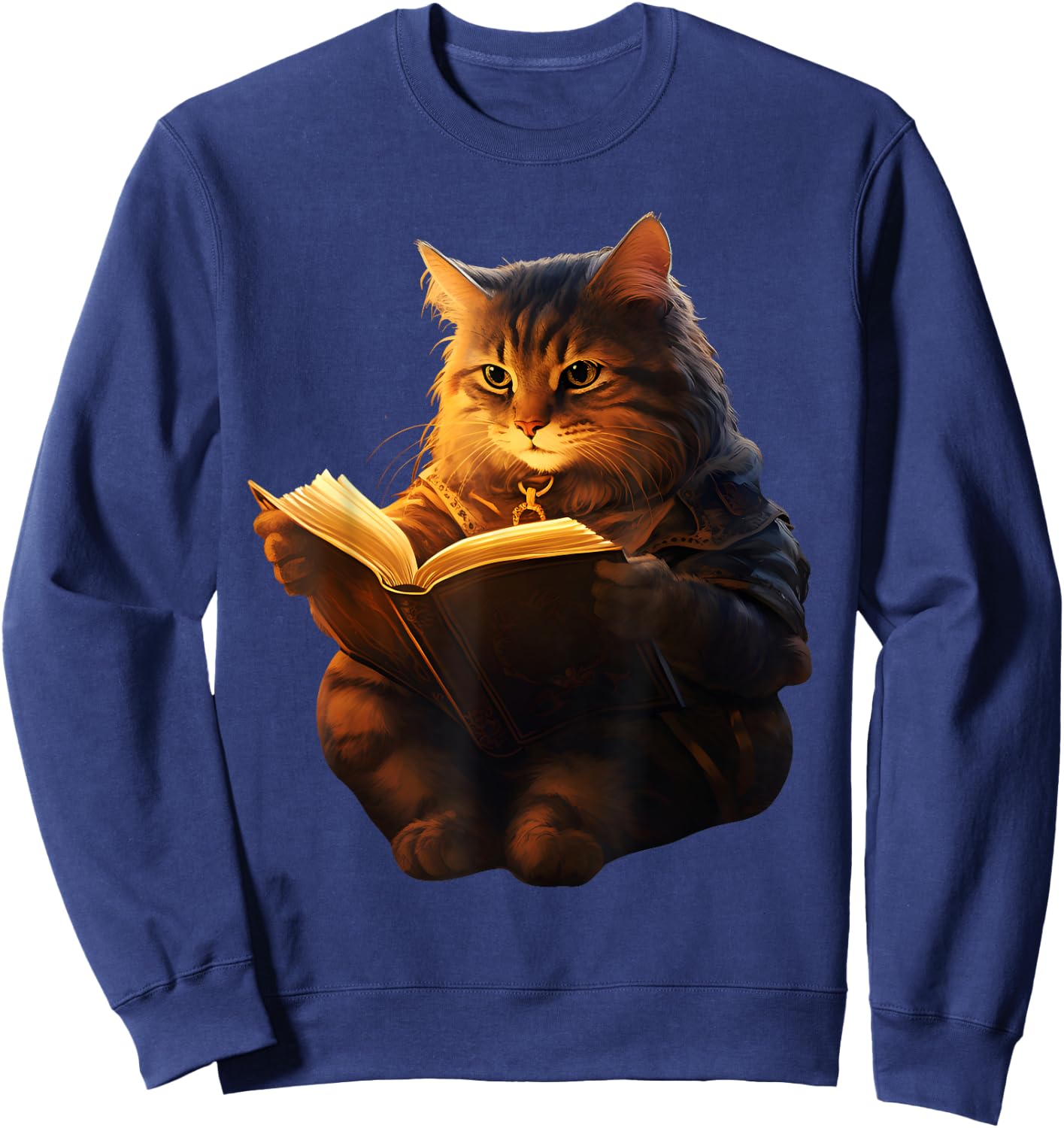 Funny Cats Reading A book graphic Cat Kitten Lovers Sweatshirt - Sweatshirt | Navy