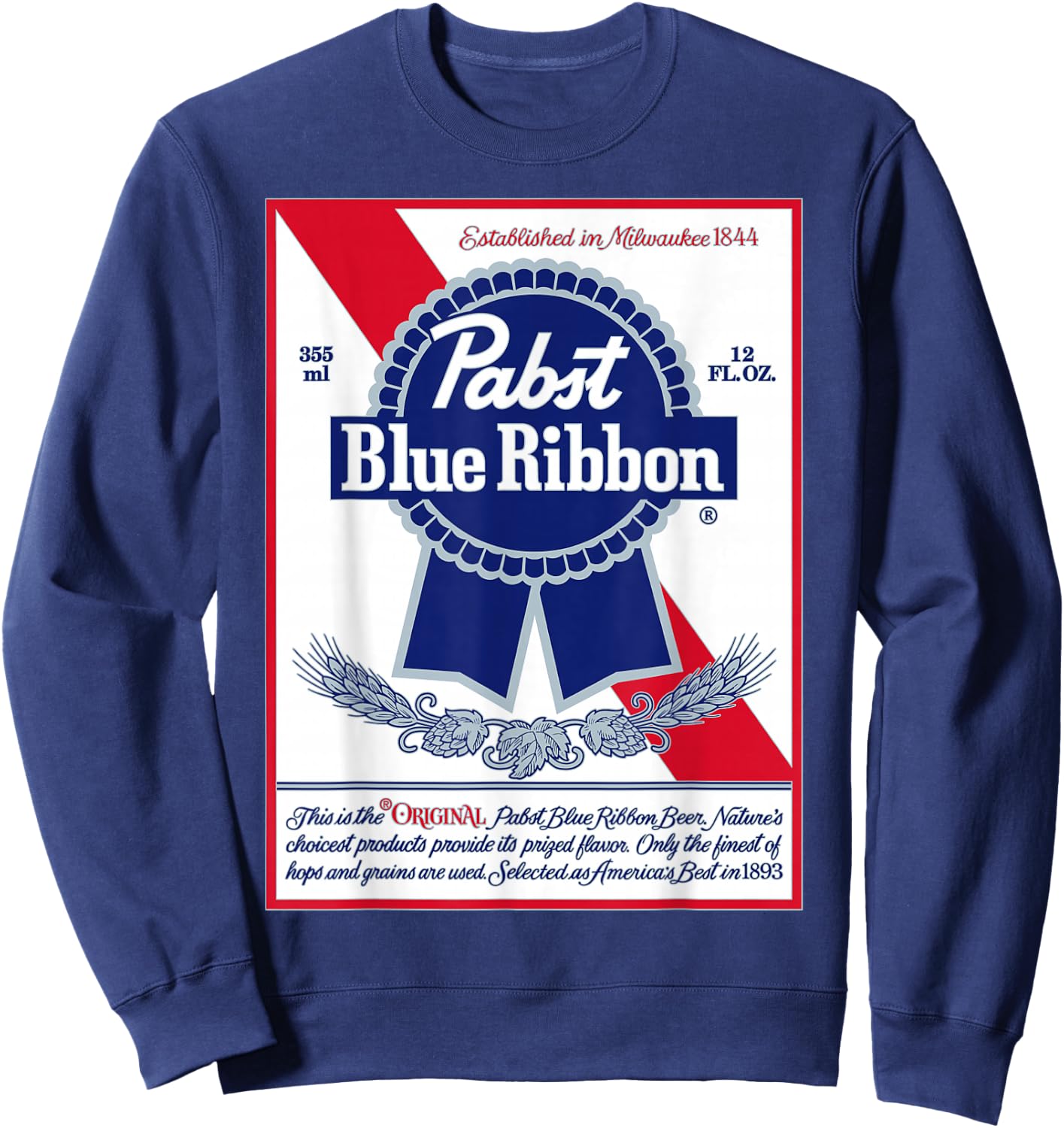 Pabst Fashion Label - Vintage Blue Ribbon Artwork Sweatshirt - Sweatshirt | Navy