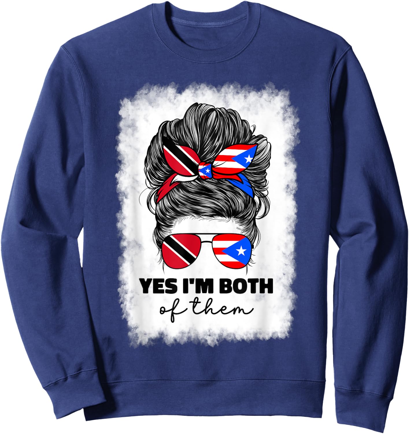 Trinidad And Puerto Rican Rico Flag Trinidadian Girl Women Sweatshirt - Sweatshirt | Navy